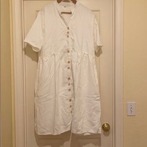 White Corduroy Midi Dress